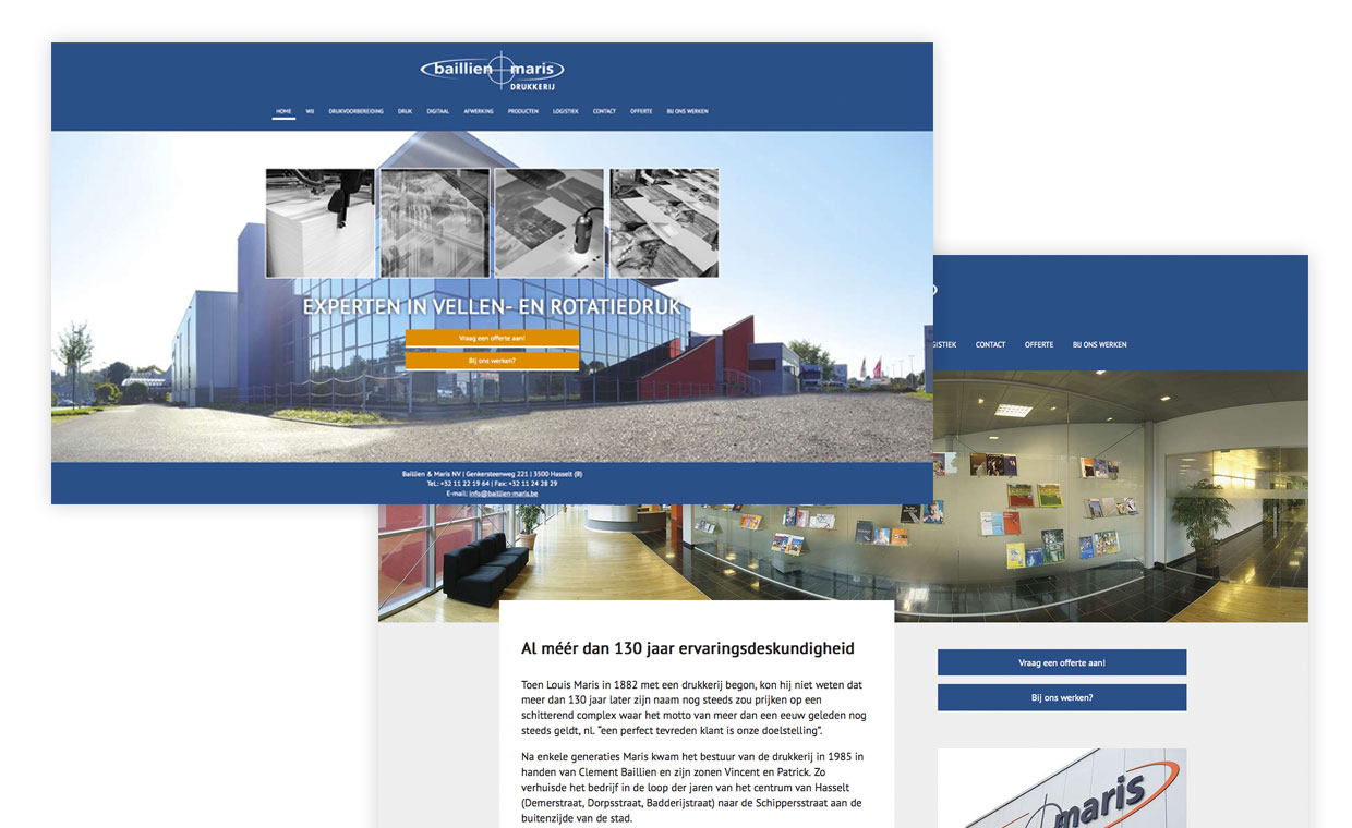 Creatie, ontwikkeling en productie website drukkerij Baillien