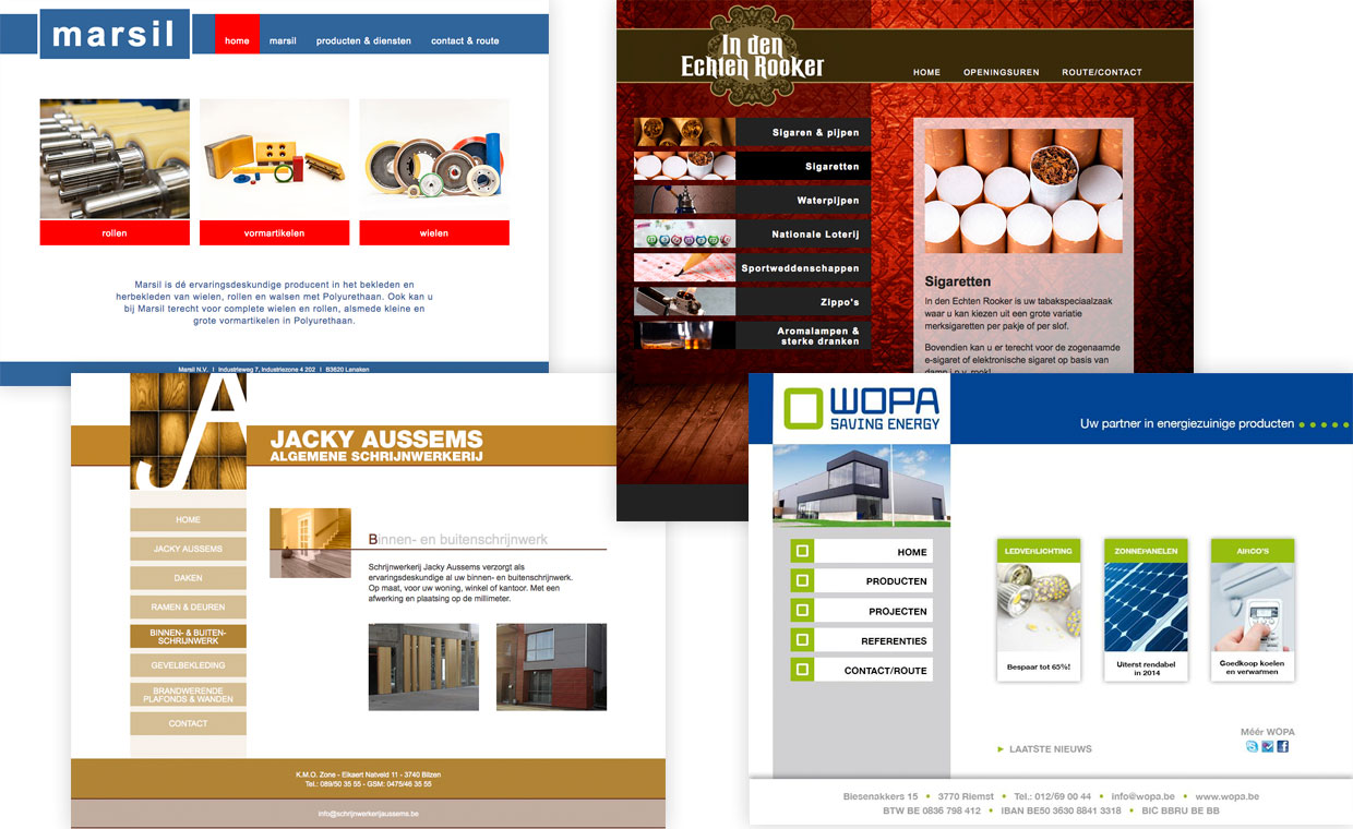 Concept, creatie & productie diverse websites