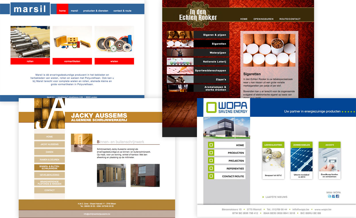 Concept, creatie & productie diverse websites